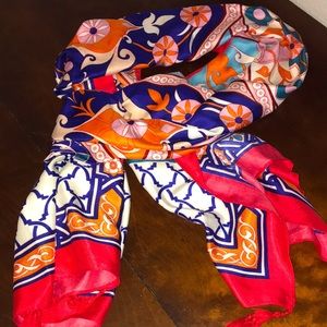 Mindful Souls Multicolored Red Blue Prayer Shawl Meditation Scarf with Tassles
